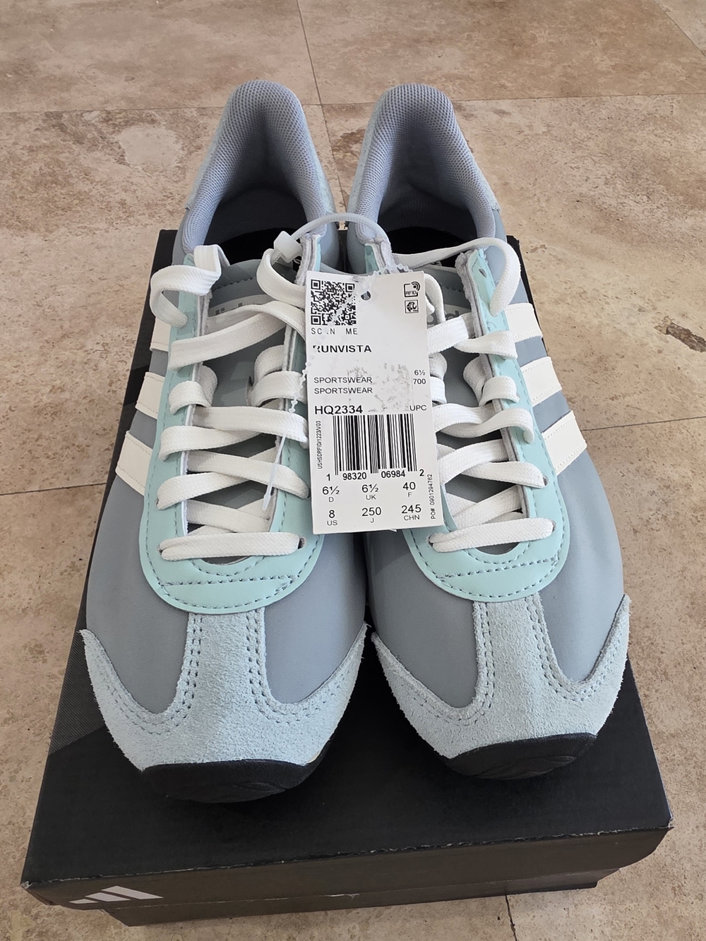 Adidas RUNVISTA Light Blue and White Retro Runner Sneakers